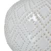 Squat White Beaded Ceramic Lamp With Linen Shade