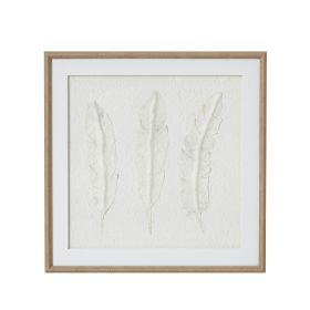 Solli White Feathers Art Mounted In Beaded Frame