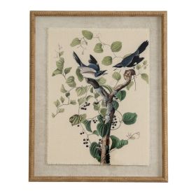 Flora & Fauna Collection Shrikes On Linen In Beaded Frame