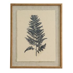 Flora & Fauna Collection Beech Fern On Linen In Beaded Frame
