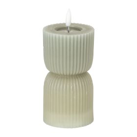 Luxe Collection Natural Glow 2.75x6 Grey Carved LED Candle