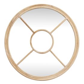 Washed Wood Round Window Mirror