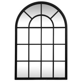 Black Wood Arched Window Mirror