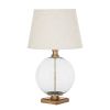 Lunel Glass Orb Table Lamp With Edged Linen Shade