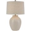 Basketweave Ceramic Table Lamp With Linen Shade