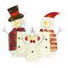 3Pcs 2D Christmas Snowman Yard Decoration Snowman Family Outdoor Decoration With 90Pcs LED Warm Yellow Lights 8 Lighting Modes IP44 Waterproof For Chr