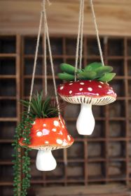 Set Of Two Ceramic  Toadstool Hanging Planters
