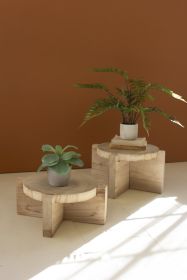Set Of Two Wooden Display Stools