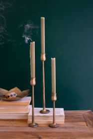 Set Of Three Metal Taper Candle Holders - Antique Brass #1