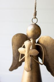 Antique Brass Angel Door Hanger Holding A Cross (Min 4)