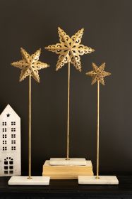 Set Of Three Metal Stars On Marble Bases (Min 2)