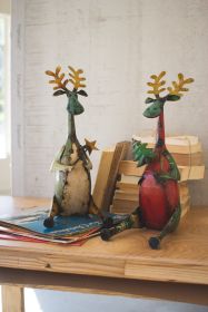 Set Of Two Recycled Sitting Iron Moose