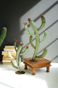 Set Of Two Recycled Iron Cacti
