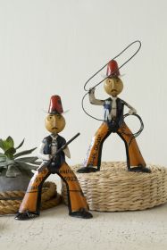 Set Of Two Reclaimed Metal Cowboys