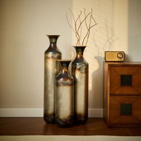 Floor metal vase modern style decoration home droplet shaped white metal vase 3-piece set gorgeous home decoration large glazed metal vase