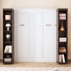 Queen Murphy Bed Wall Bed with Storage Doors, Espresso