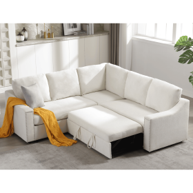 [NEW ARRIVED] [VIDEO PROVIDED]L-shaped sofa with pull-out sofa bed, Corner Sofa,comfortable living room furniture set, sleeper sofa bed