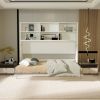 Mordern Design Twin Size Horizontal Murphy Bed with Shelf Storage for Bedroom or Guestroom White Wall Bed Space Saving Hidden Bed with New Style Gas S