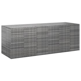Patio Cushion Box PE Rattan Gray
