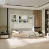 Mordern Design Twin Size Horizontal Murphy Bed with Shelf Storage for Bedroom or Guestroom White Wall Bed Space Saving Hidden Bed with New Style Gas S