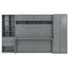 Queen Size Murphy Bed Wall Bed with Closet , Drawers and Shelves,Gray