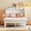 Full Size Murphy Bed with USB Port and removable Shelves on Each Side,White