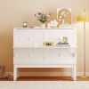 Full Size Murphy Bed with USB Port and removable Shelves on Each Side,White