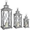 Set Of Three Wooden Lanterns