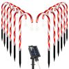 Solar Christmas Candy Cane Lights with 12 Candies 72LEDs Outdoor Christmas Decorations IP44 Waterproof Flickering Pathway Markers String Lights with 8