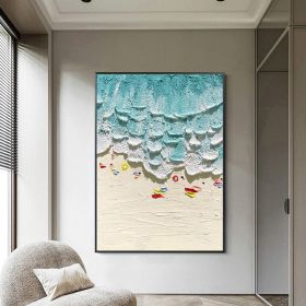 Thick Texture People On The Beach Handmade Abstract Oil Painting Unframed Custom Artwork China Import Item Decoration For Home (size: 70x140cm)